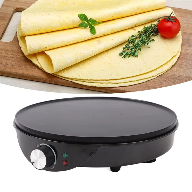 Electric Griddle Crepe Maker Withbatter Spreader Perfect Forpancakes Andscones EU Plug