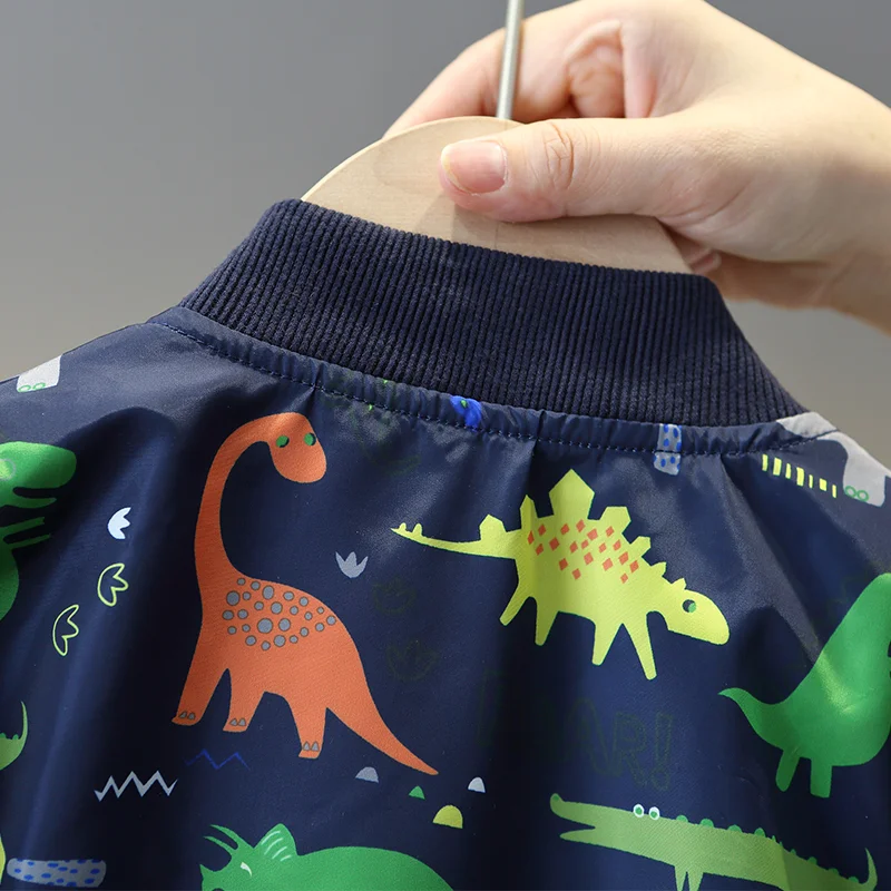 Boys Jackets Spring Autumn Kids Zipper Thin Windbreaker Coat Casual Cartoon Dinosaur Baby Outerwear Children Clothes 2-8 Years kids jackets