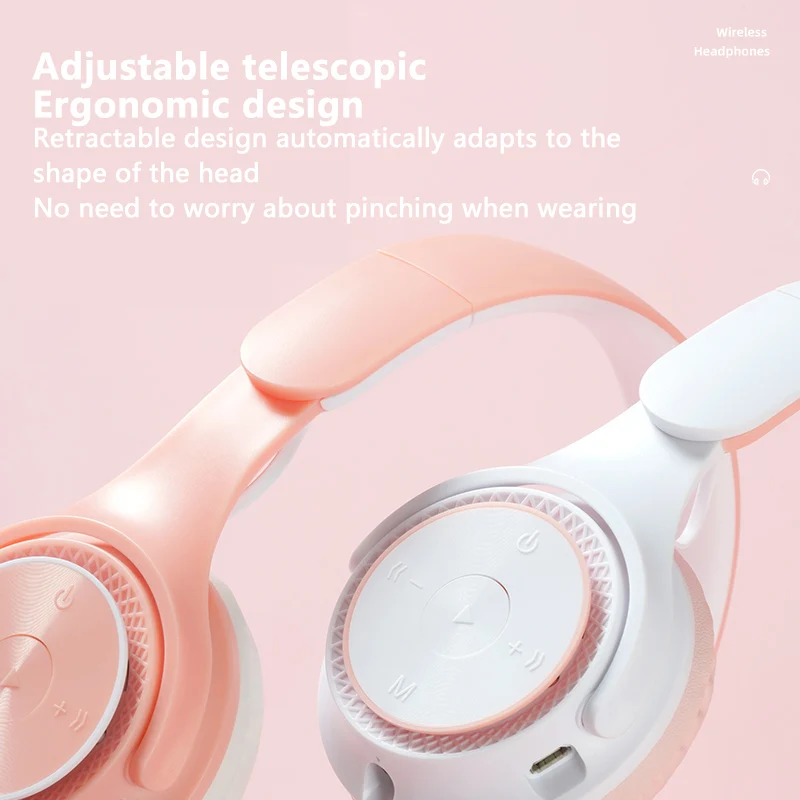 New Fashion Bluetooth Wireless Headset with Microphone Stereo Foldable Surround Bass Music Sports Gaming Headset for PC Laptop