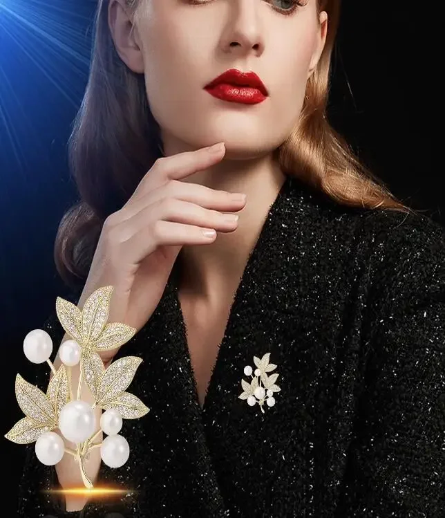Pearl Brooches For Women Elegant Metal Fixed Clothing Pins Daily Jewelry Accessories pearl brooches