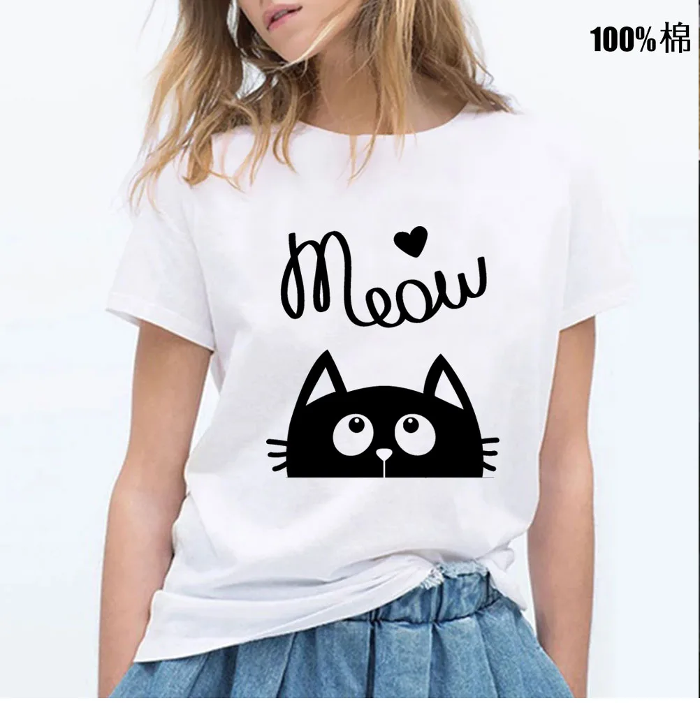 

Meow Cat Heart Graphic Print Women tshirt Casual Cotton Hipster Funny t shirt For Girl Top Tee Tumblr Drop Ship