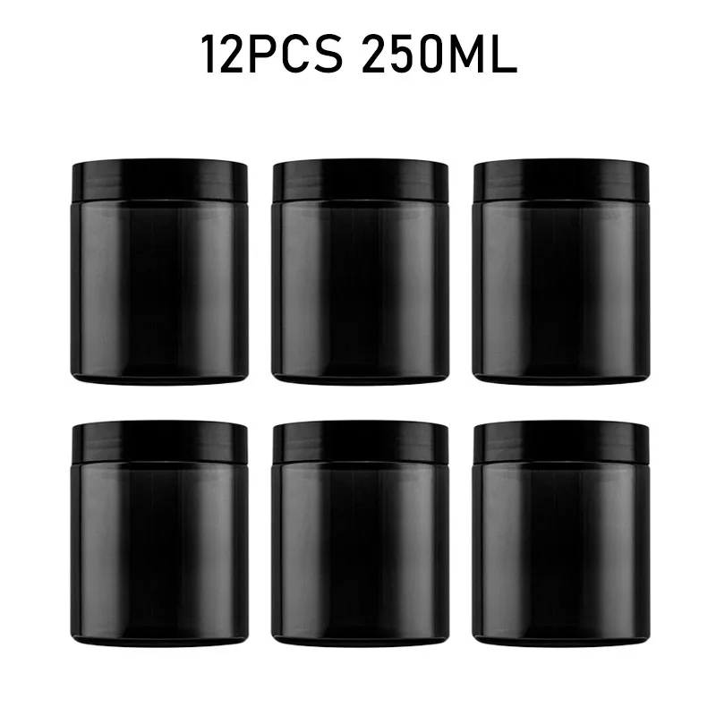 12Pcs250mlBlackMakeupContainerTravelRefillableBottlesCosmetic