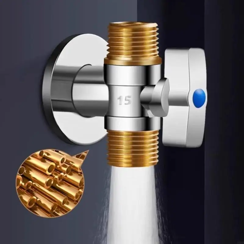 J6BB Pack of 2 Sturdy Brass Stop Valves 1/4 Turn Inch F1807 X 3/8 Inch OD Compression Designs for Toilets and Faucets