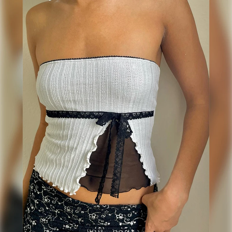 

Женский винтажный топ в стиле ретро, без бретелек