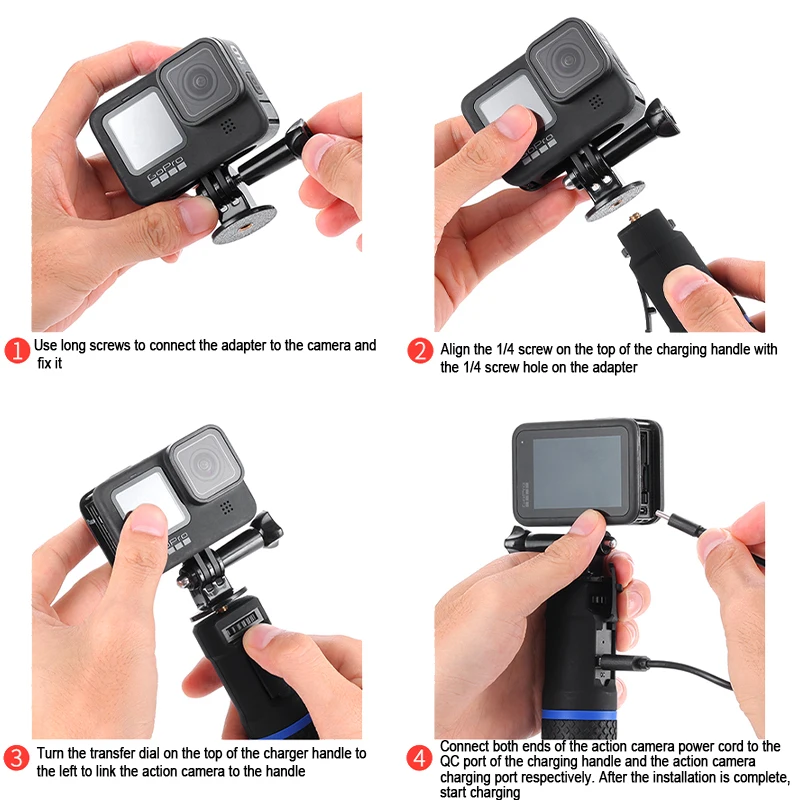Description Picture 6 of item5200mAh Handheld Power Bank Rechargeable Stick Charging Grip For GoPro 11 Insta360 ONE X 2 3 RS DJI Action 3 Battery accessories