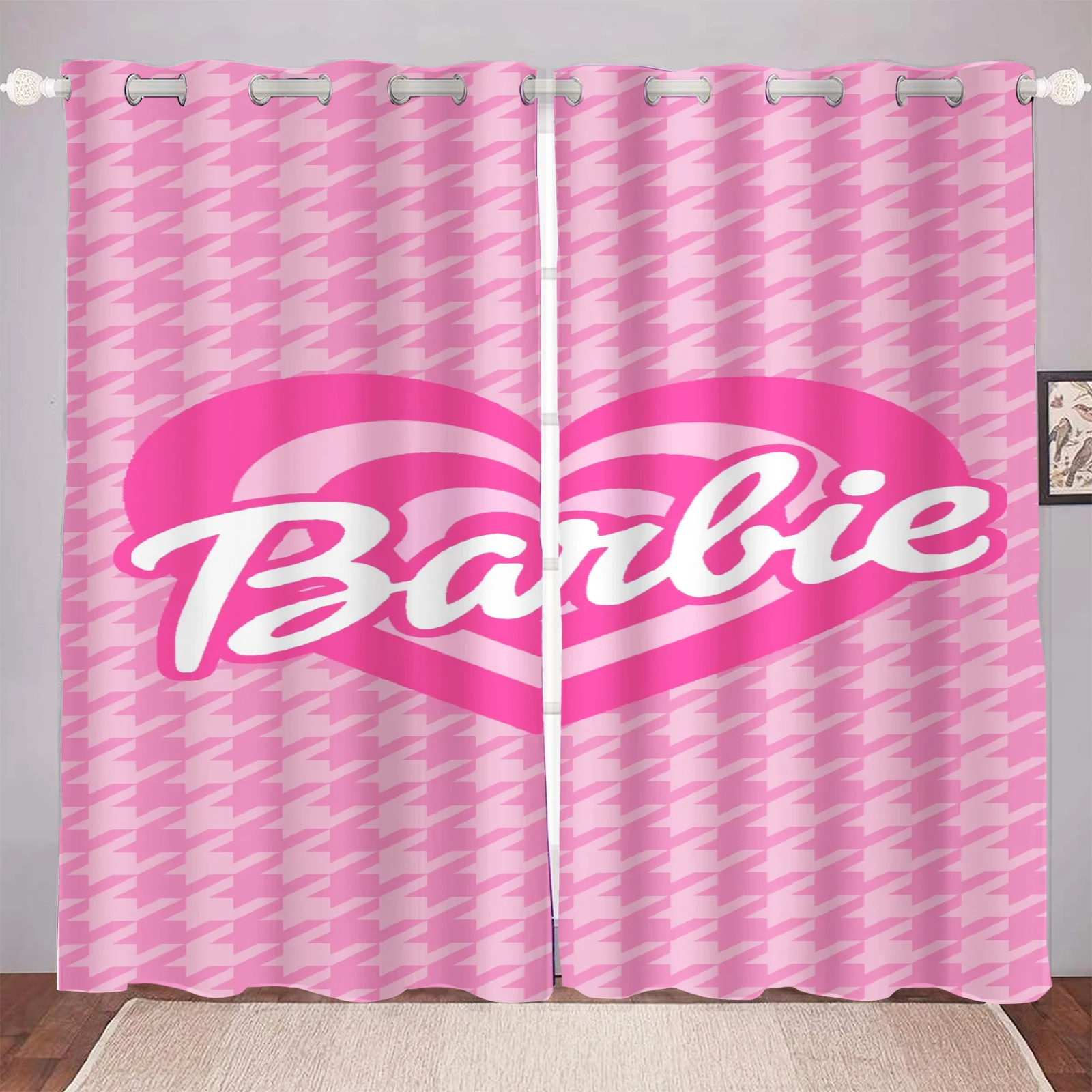 

MINISO Barbie Pink Living Room Blackout Cartoon Curtains, Animated Curtains, Customisable Bedroom Premium