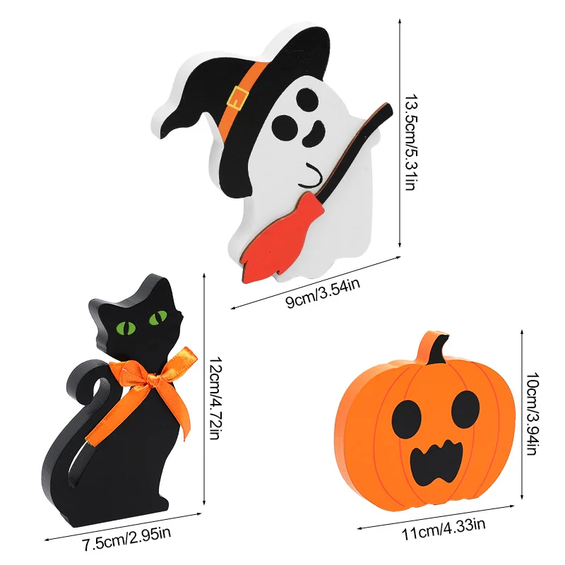 3/1pcs Halloween Ghost Pumpkin Wooden Ornaments Table Sign Halloween Party Favors Gift Festive Party Home Decoration Supplies