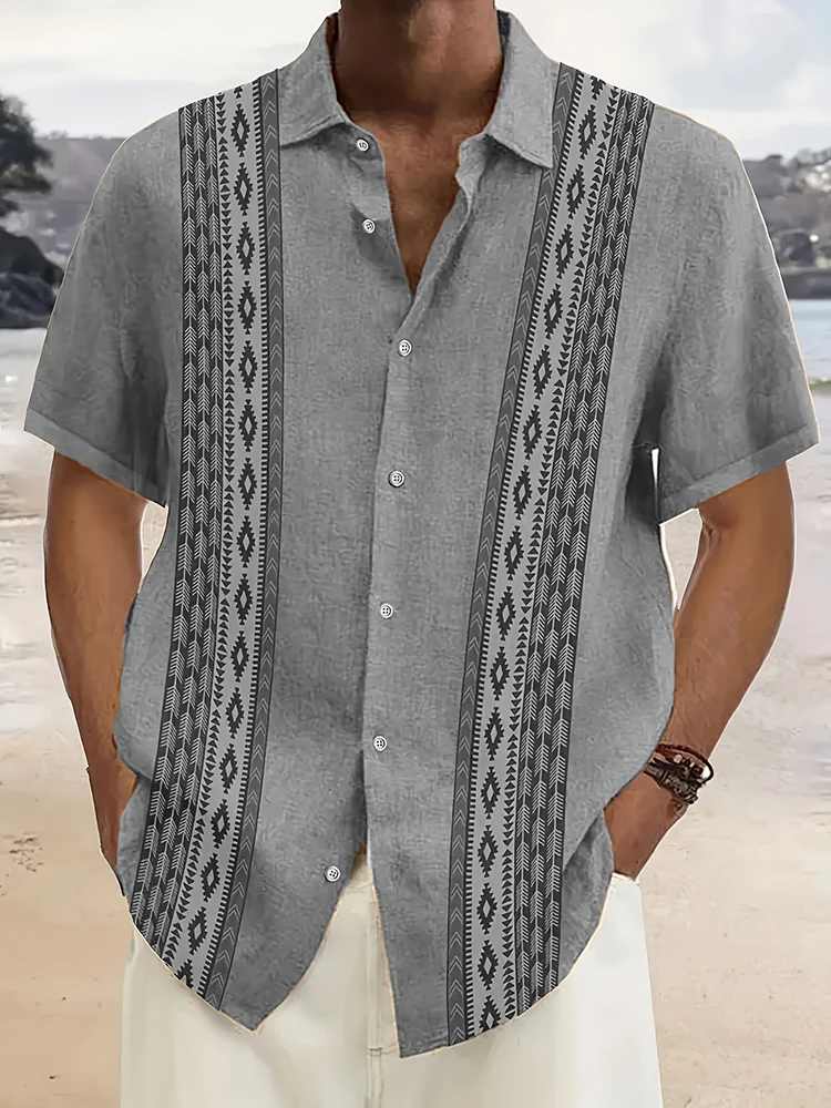 Summer Street Daily Fashion Men's Shirt Seaside Casual Men's Short-sleeved Shirt Striped Printed Men's Short-sleeved T-shirt 5