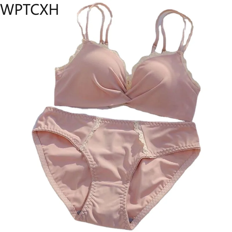 

Girls' Seamless Lingerie Set Gather Up Breast Anti-sagging Sexy No Underwire Japanese Women's Underwear Beauty Back Bra Sets