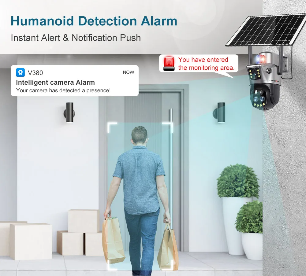 12MP 4G/WiFi Solar Camera Dual Screen Three Lens 10X Zoom Outdoor Surveillance C