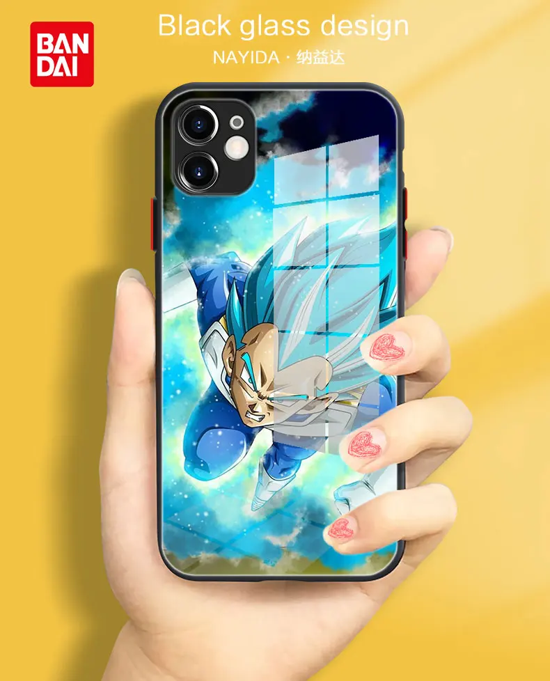 Glass Case For iPhone 13 11 12 Mini Pro Max XS XR X 7 8 6 Plus SE2 Silicone Cover vegeta armor bejita dragon ball z design 13 pro max case