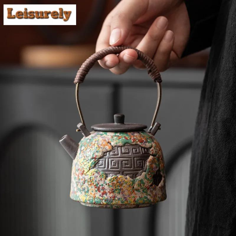 195ml Lifting Handle Teapot Elegant Tea Infuser Pot Household Tea Soaking Kettle With Ball Hole Teaset Accessories Decoration