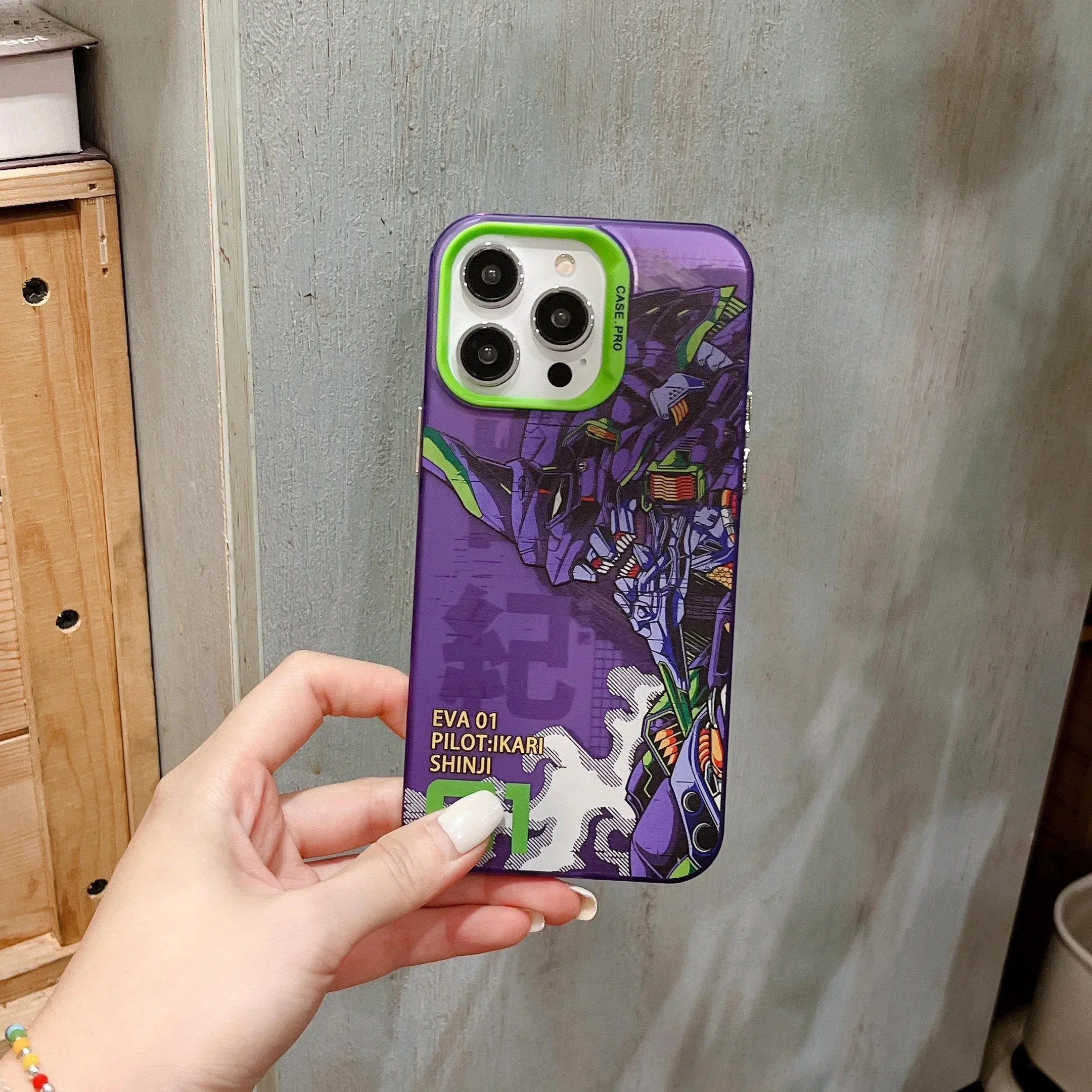 Cartoon Anime Ikari Shinji Fighter EVA-01 Candy Matte Shockproof Phone Case