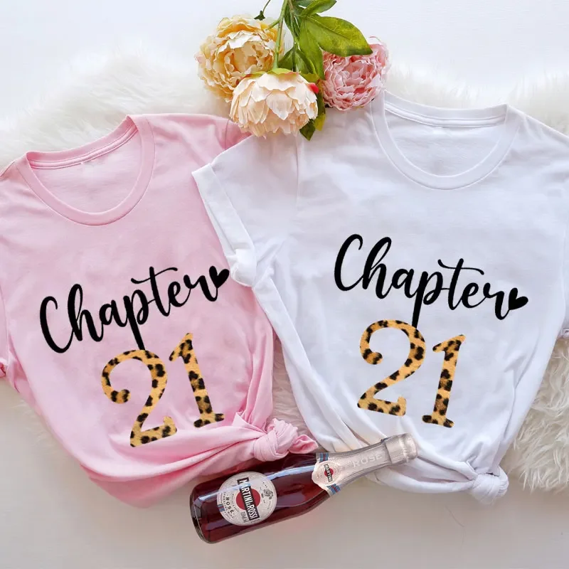 

T Shirt for Women Chapter 21 Leopard Graphic Print Oversized T-Shirt Girls 21th Birthday Gift Tshirt Tee Female Clothing Tops