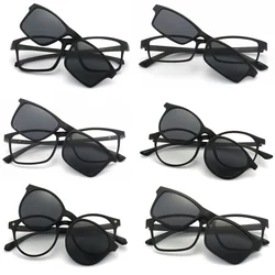 5PCS Magnetic Polarized Clip On Sunglasses Women Men Plastic Frame for Night Driving Sunglasses UV400