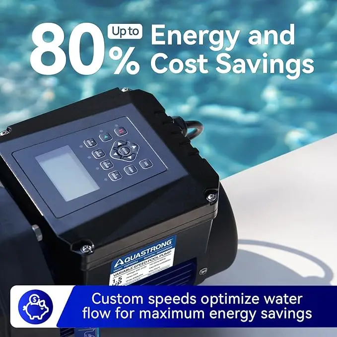Speed Pool Pump 1.5 HP 220V 8189GPH In/Above Pool Pump Energy Efficient High Flow Powerful Self Primming Swimming Pumps