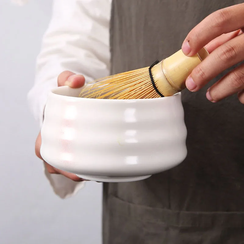 1 Set Traditional Matcha Gift Set Bamboo Matcha Whisk Spoon Ceramic Bowl Mixing Rack Whisk Holder Japanese Tea Sets