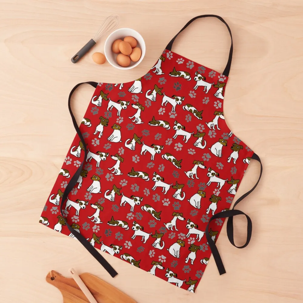 Funny Jack Russell Terrier Cartoon Pattern Red Apron chef apron