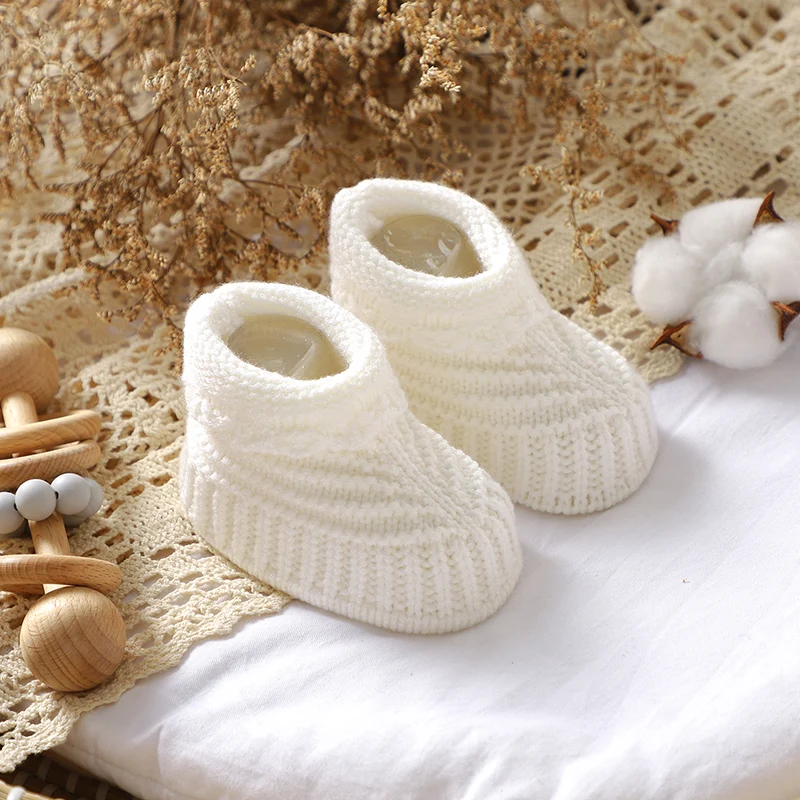 Newborn Baby Shoes Knit Infant Boy Girl Bed Boots Fashion Solid Warm Toddler Chlidren Footwear 0-18M Slip-on Clothes Accessories
