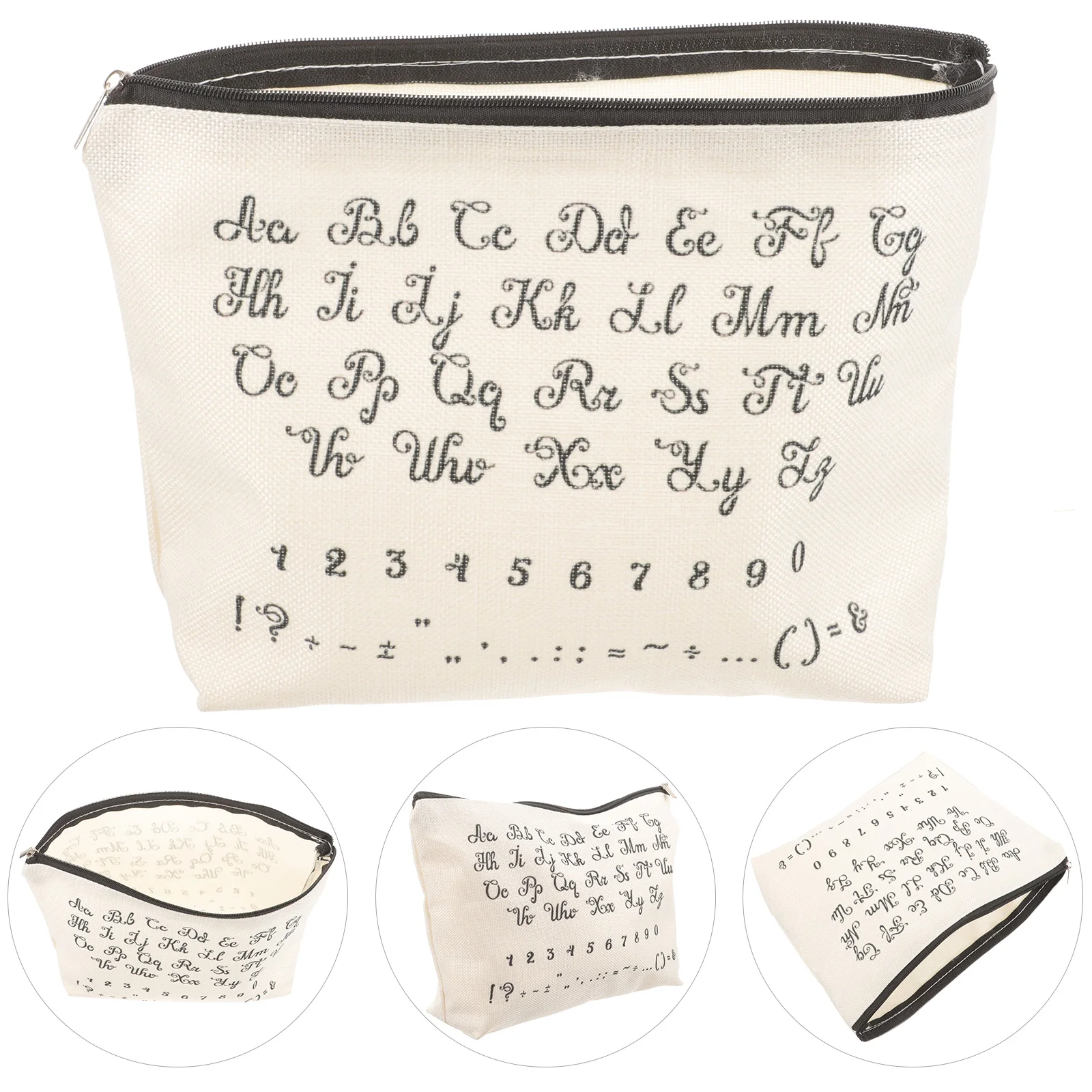 

Letter Bag Waterproof Zipper Accessories Storage Travel Toiletries Makeupbag Portable Women Bags Pouches Cotton Linen