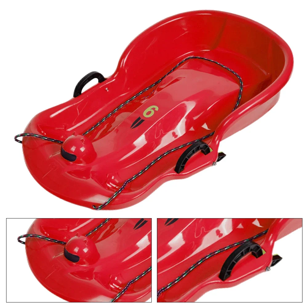 Plastic Snow Sled Toboggan Snow Sled 2Handles Kid Solid Snow Sled Grass Toboggan Snow Sled Sand Slider Luge for Winter Sport 5