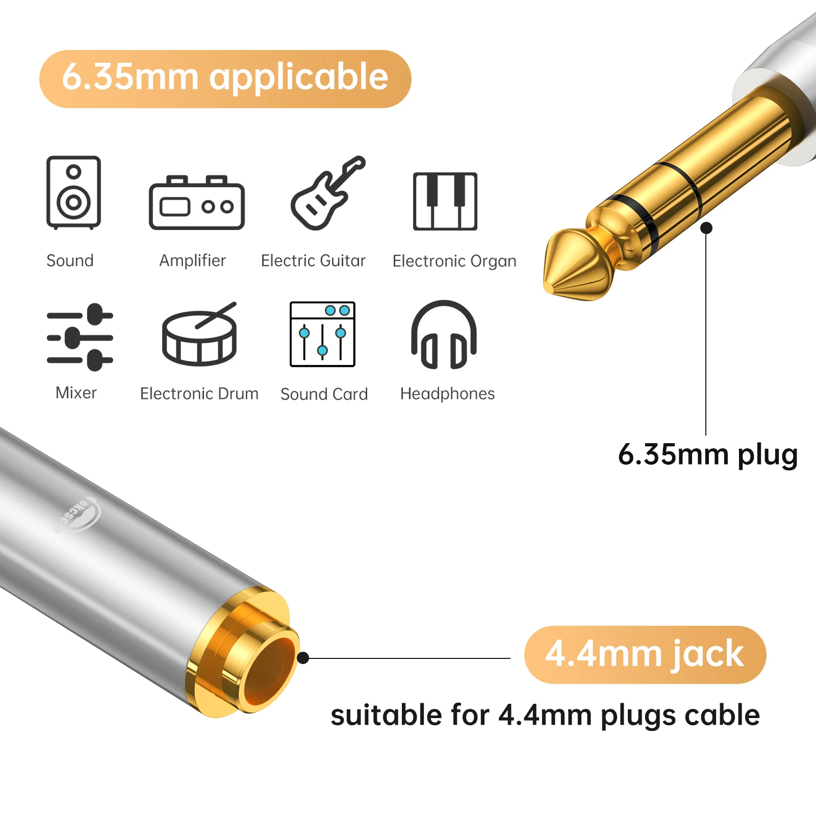 OKCSC HiFi Audio Adapter DJ64 - Premium 6.35mm Male to Female Conversion for Enhanced Sound Quality