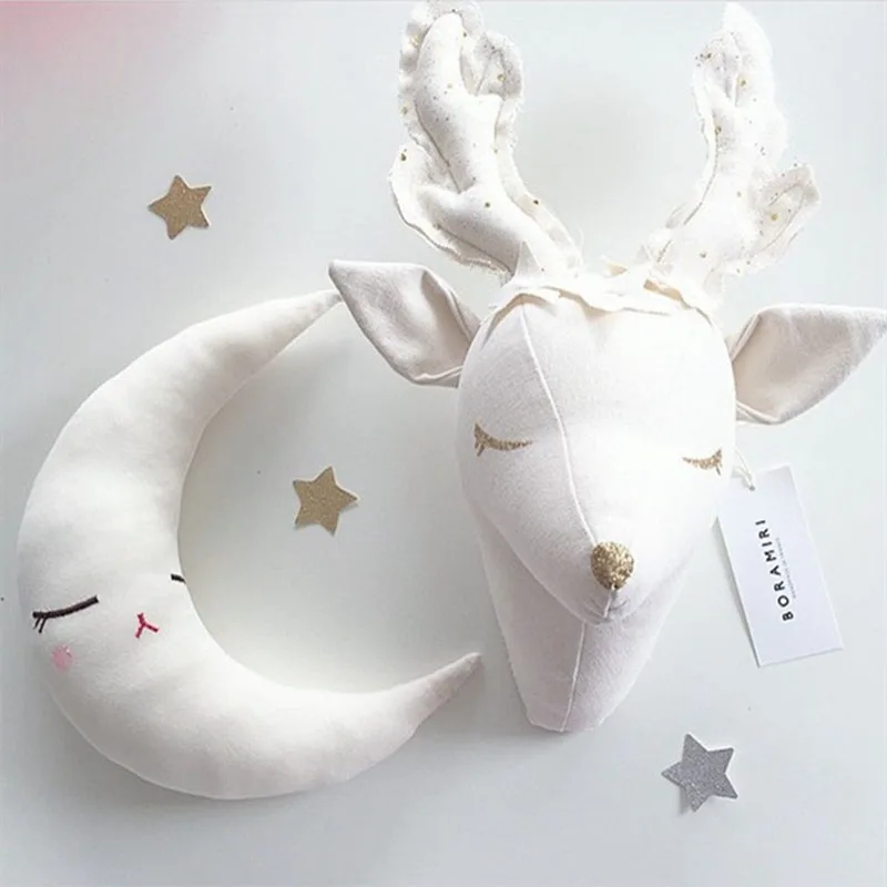 Handmade Felt Animals Head 3D Stuffed Animal Heads Elephant Swan Head Wall Hanging Decor For Nursery Children Bedroom Decoration plush doll anime plush doll