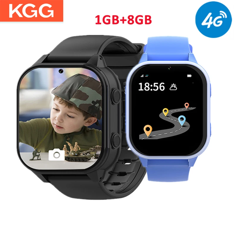 어린이 스마트 워치 화상 통화 GPS 와이파이 SOS IP67 방수 카메라 모니터 추적기, 위치 전화 시계, 어린이 스마트워치, 1GB + 8GB, 4G