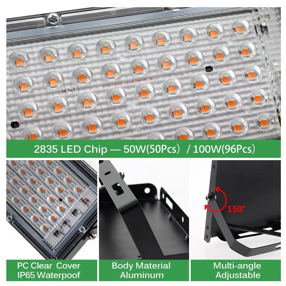 Led Grow Light Phyto Lamp Full Spectrum Plant Hydroponic Lamp 220V LED Plant Light Greenhouse Seeds Flower Grow Lighting Uv Lamp