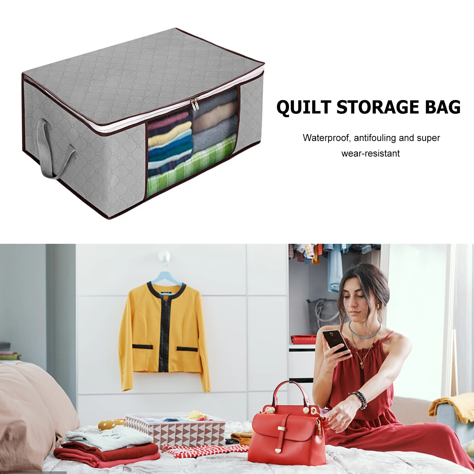 1/2pcs Non-Woven Home Large Foldable Clothing Storage Bag Quilt Clothes Wardrobe Closet Organizer Bag Toy Sundries Organizer Bag 3