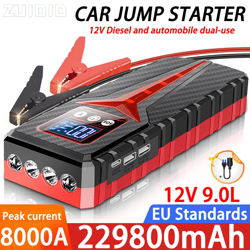 Avviatore Di Emergenza Per Auto 8000A Caricabatteria 298000Mah Di Emergenza Portatile Power Bank Booster Per Veicoli A Benzina E Diesel 12V