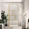 Shower Glass Door, Modern Grid Shower Door 34 * 78 Inch, 5/16"(8mm) Clear Tempered Glass and Fluted Glass Shower Panel 6