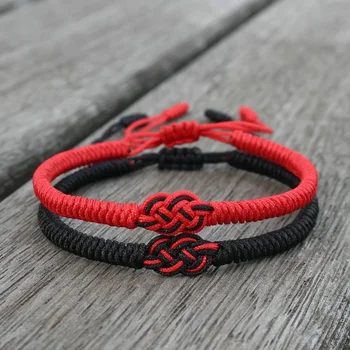 National Style Lucky Red String Bracelet Lovers Handmade Braided Concentric Knot Charm Bracelets for Women Men Jewelry Best Gift 1
