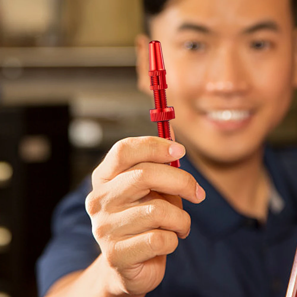 1 Pair Bicycle Tubeless Tire Valve Value Core Remover Tool 40/44mm Tubeless Presta Valve with Caps Road Bike Tubeless Tire Valve