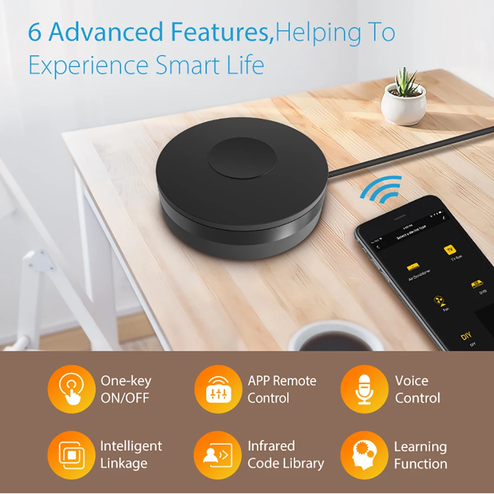Wifi Ir Remote Wifi Remote Controller Rf Remote Controller Tuya Smart IR Remote Control wifi Universal Infrared Controller for TV DVD AUD AC Works with Amz Alexa Google Home