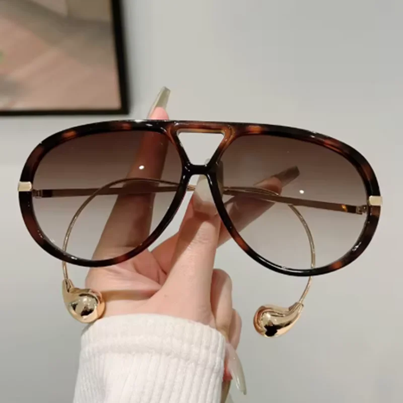 Luxury Oversized Pilot Sunglasses - Vintage Punk Double Bridge Design