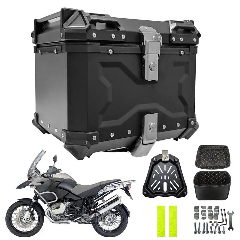 

Motorcycle Top Cases 45L Portable Aluminum Motorcycle Trunk Box Universal Motorcycle Tail Box Reusable Trunk Tour Storage