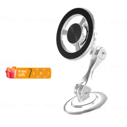 Enhanced Car Phone Holder with 720° Rotation and Magnetic Grip - McGiLLon Air Vent Mountable Stand (Model 2 Silver)