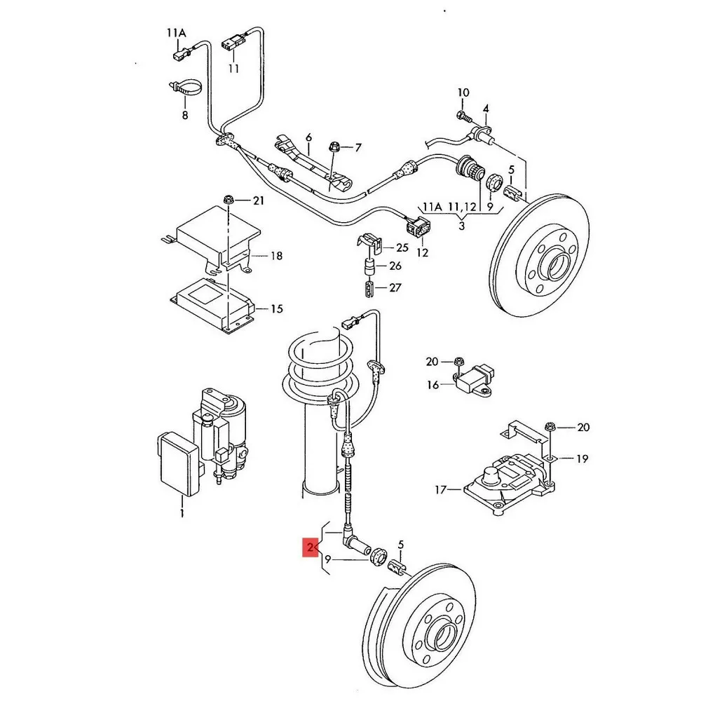 Car Front ABS Wheel Speed Sensor Harness Cable Plug Adapter For A4 S4 Passat B5 Superb 8D0927803D