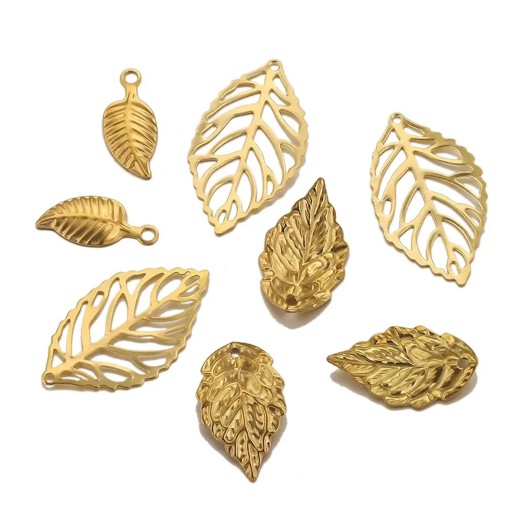 Stainless Steel Fittings Gold Leaves DIY Accessories Pendant Wholesale 2