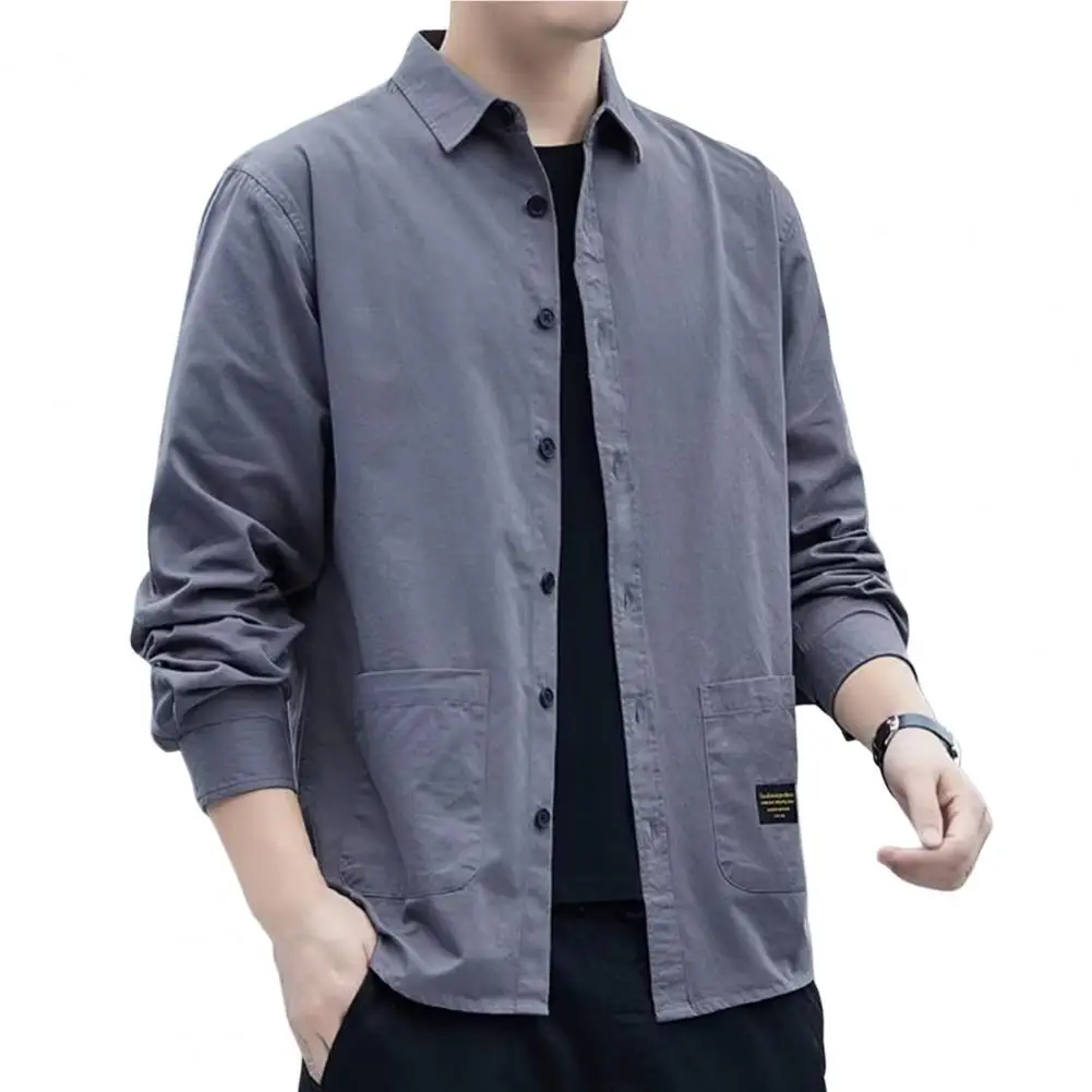 

Stylish Autumn Shirt Loose Thermal Streetwear Korean Style Men Autumn Shirt