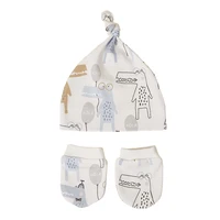 Cotton Baby Gloves Soft Anti Scratching Newborn Mittens Hat Set Baby Warm Bonnet Beanies Caps Newborn Gift 1