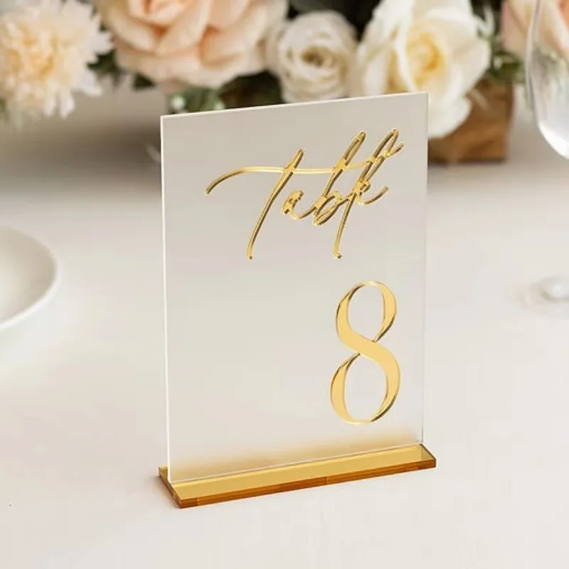 Frosted Acrylic Table Numbers 3D Silver Mirror Table Signs Wedding Decor Wedding Signage Desktop Sign