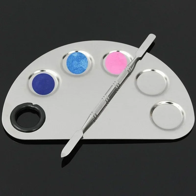 Stainless Steel Palette Watercolor Paints Makeup Face Palette Spatula Foundation Mixing Paints Oil