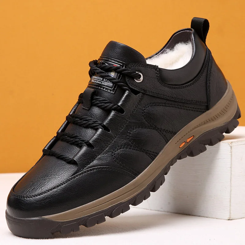 

Luxury Microfiber Upper Men Sneakers Lace Up Warming Wool Men's Casual Shoe