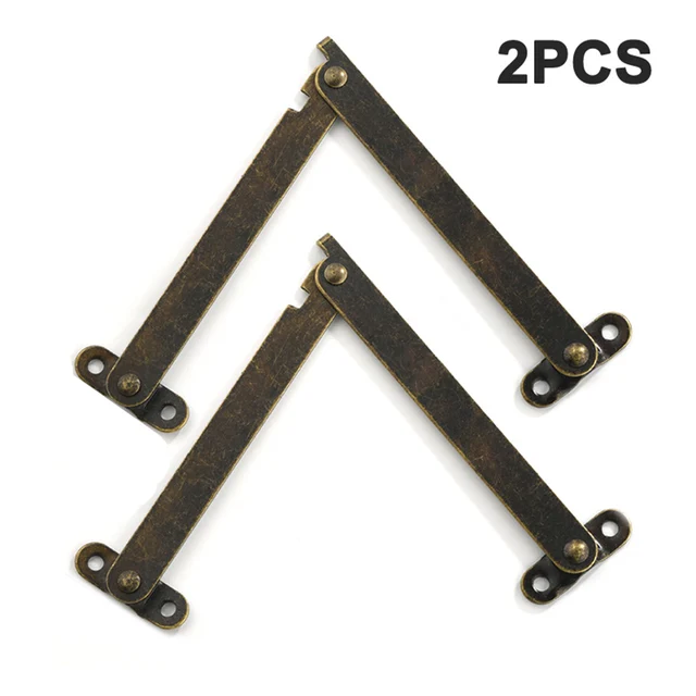 2PCS Metal Lid Support Hinges Stay for Box Furniture Antique Bronze Iron Decorative Hinge for Jewelry Wine and Chest Boxes 4