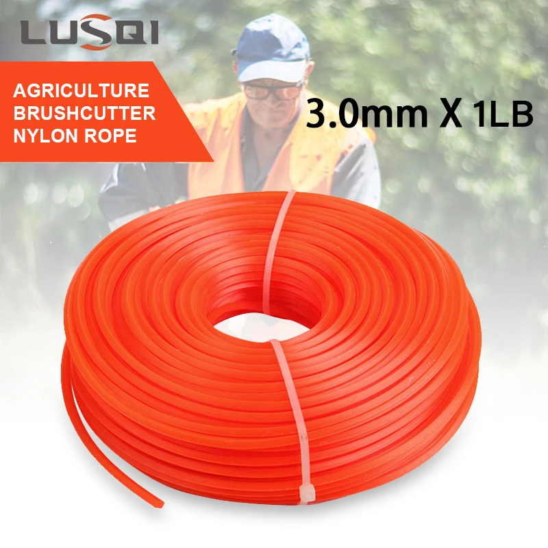 

LUSQI 3MM*1LB Nylon Grass Trimmer Line Square Weed Rope Grass Head Line Lawn Mower Replacement Brushcutter Long Roll Mowing Wire