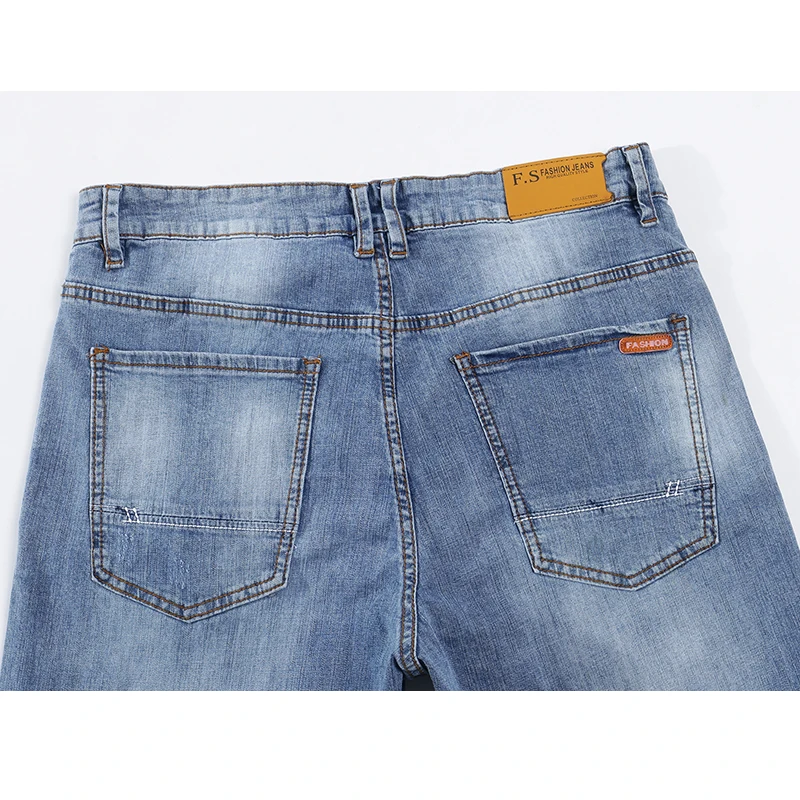 Man Jeans Brand 2024 Spring And Autumn Slim Straight Regular Cut Light Blue Stretch Fashoin Men's Clothing Male Long Trousers 4