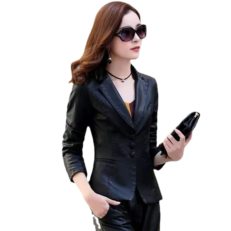 Женская кожаная куртка на весну-осень 2023 Бесплатная доставка модная простая мотоциклетная кожаная куртка уличный топ в американском стиле в стиле хип-хоп