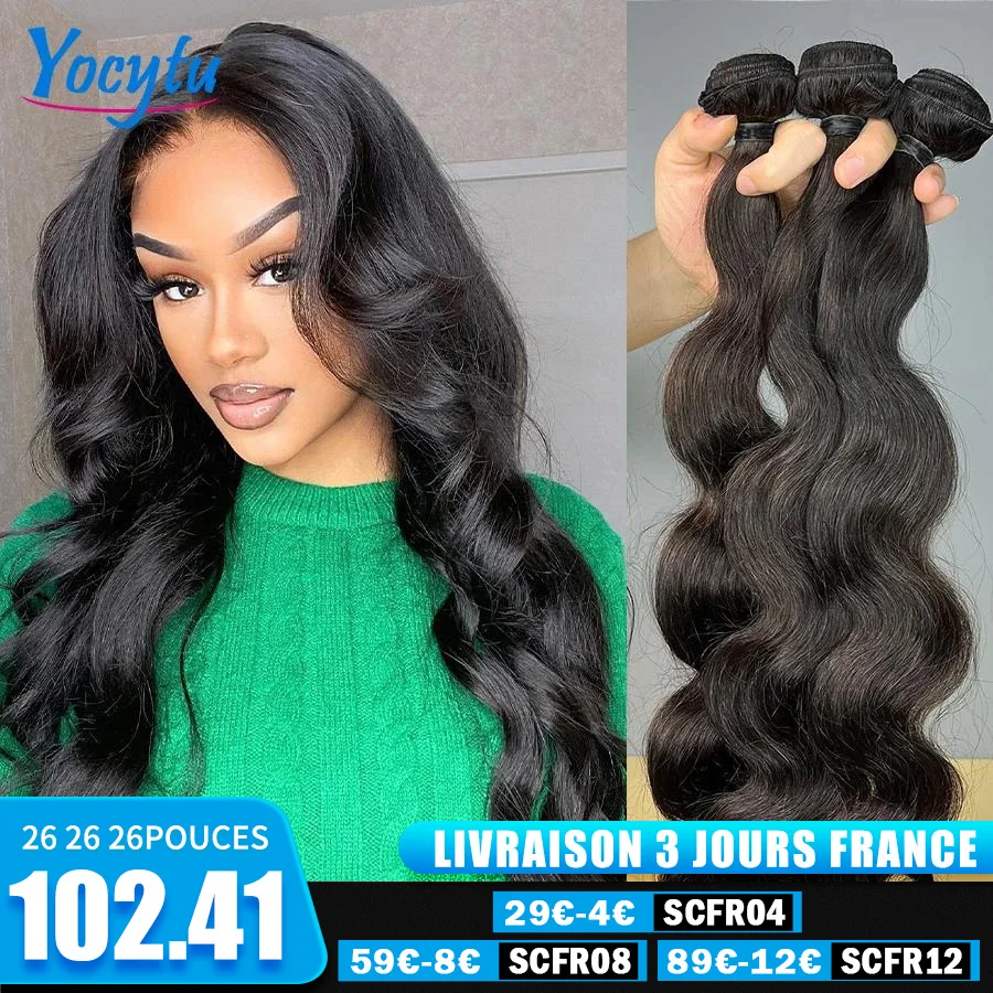 YOCYTU Body Wave Bundles Brazilian Weave Human Hair Bundles 26 26 26 Inch Body Wave Bundles Free Shipping With 1-3 Days Delivery